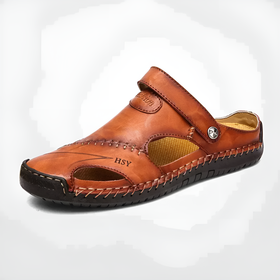 Durable Leather Closed-Toe Outdoor Sandals for Men