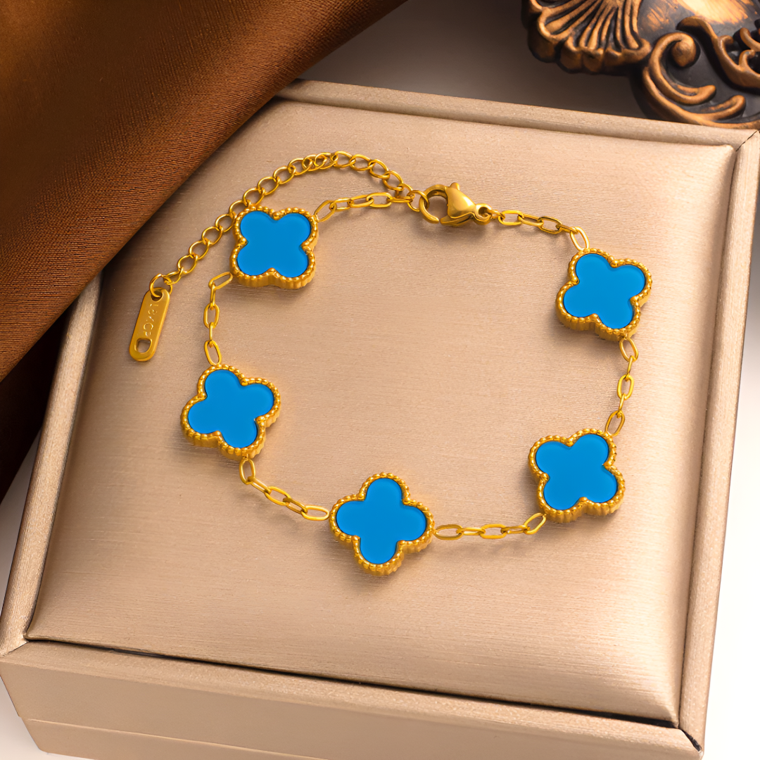 Elegant Gold-Plated Clover Charm Bracelet for Women