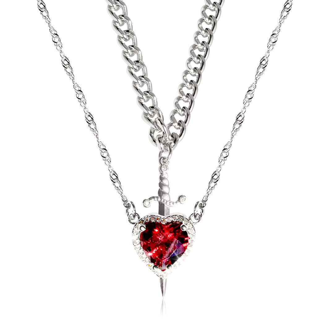 Heart & Sword Couples Necklace