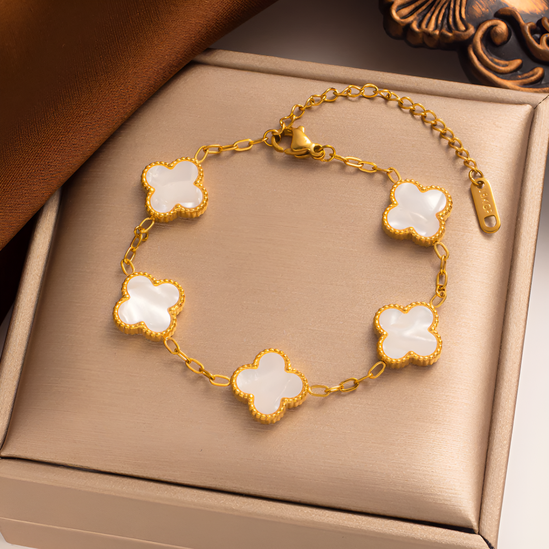 Elegant Gold-Plated Clover Charm Bracelet for Women