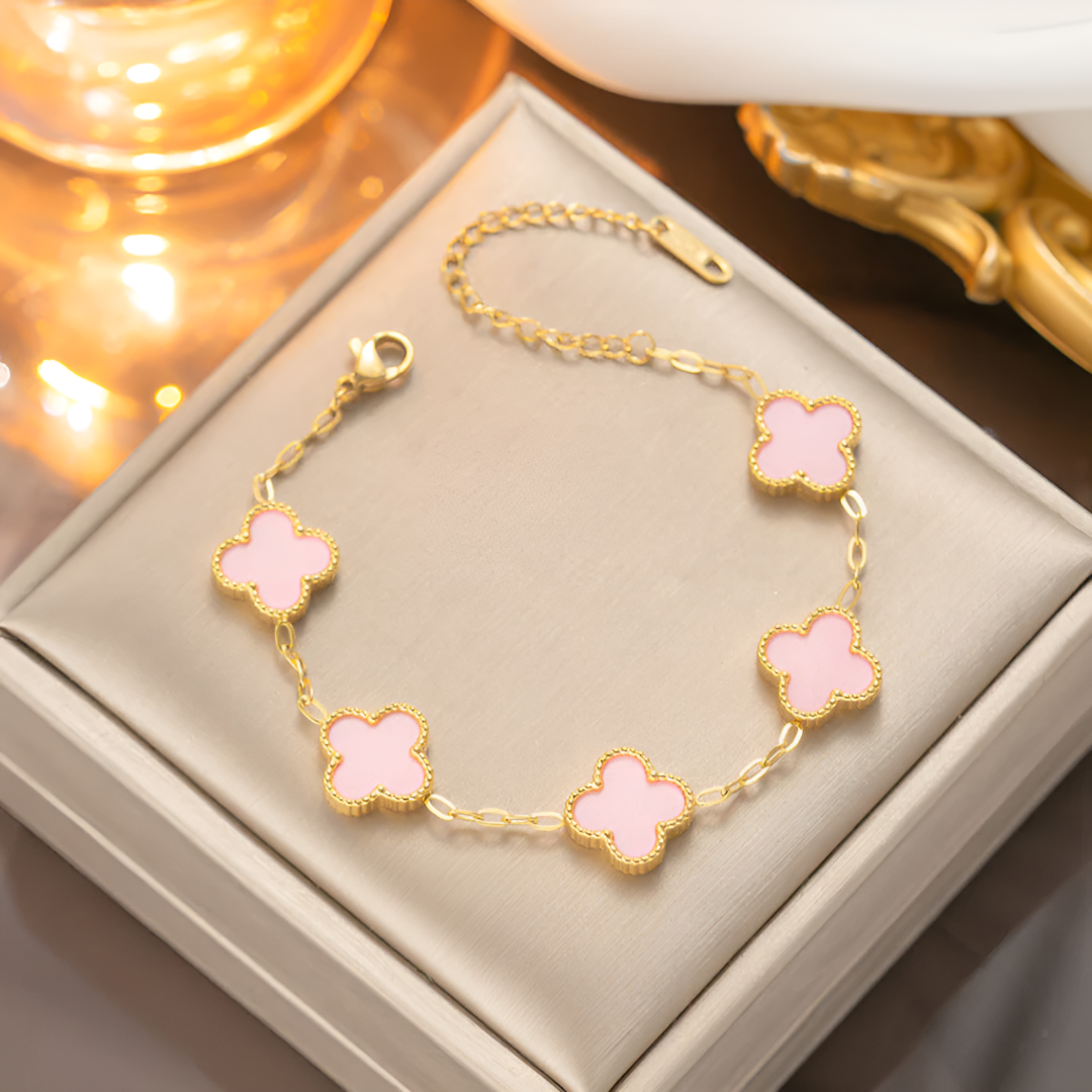 Elegant Gold-Plated Clover Charm Bracelet for Women