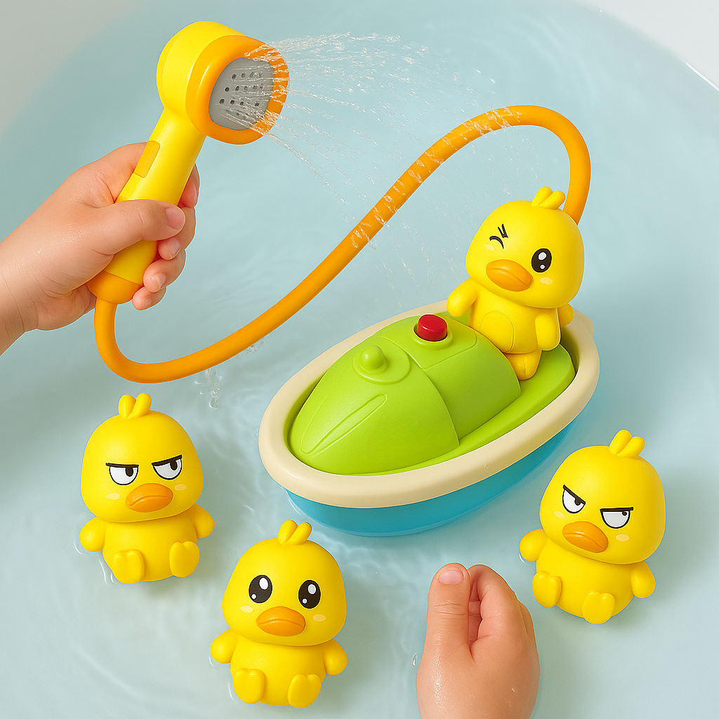Bath Toys Duck Sprinkler Set With Boat