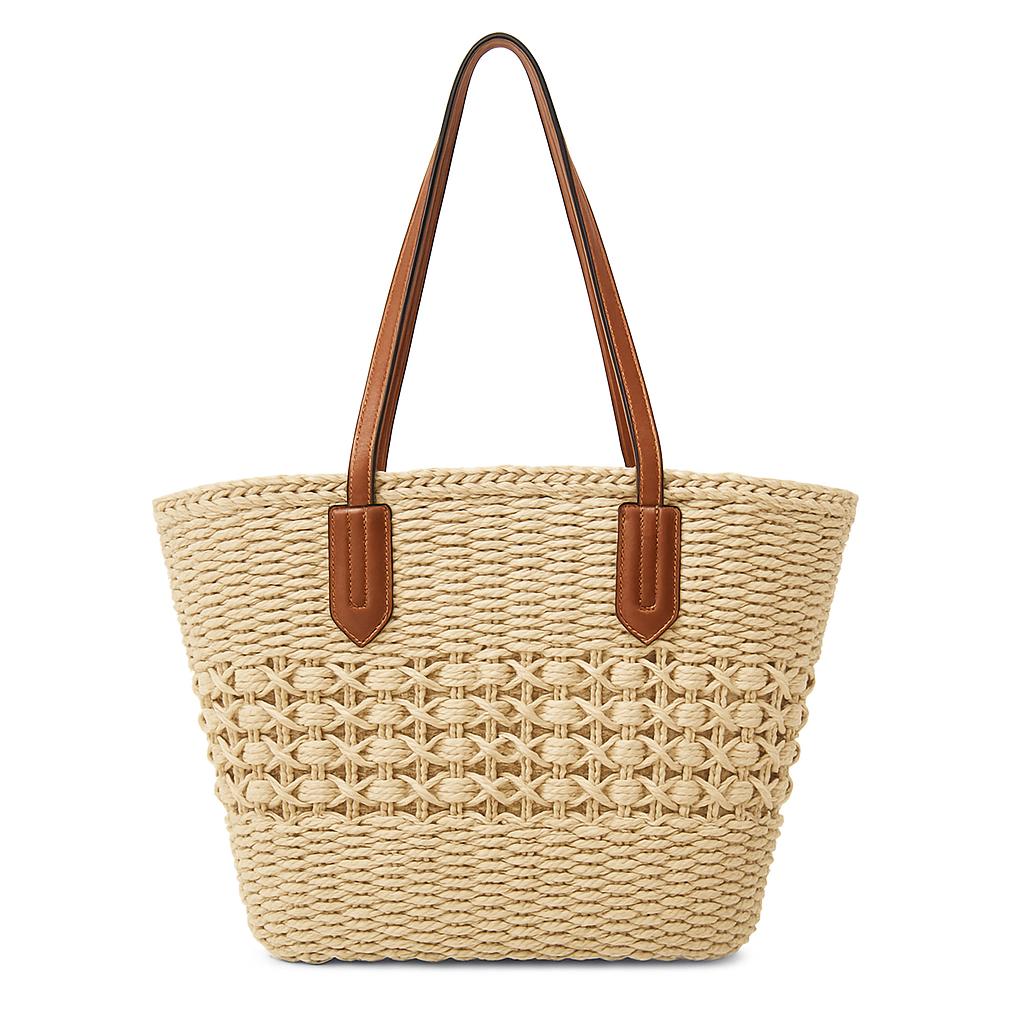 Braided Beach Straw Tote Bag for Women