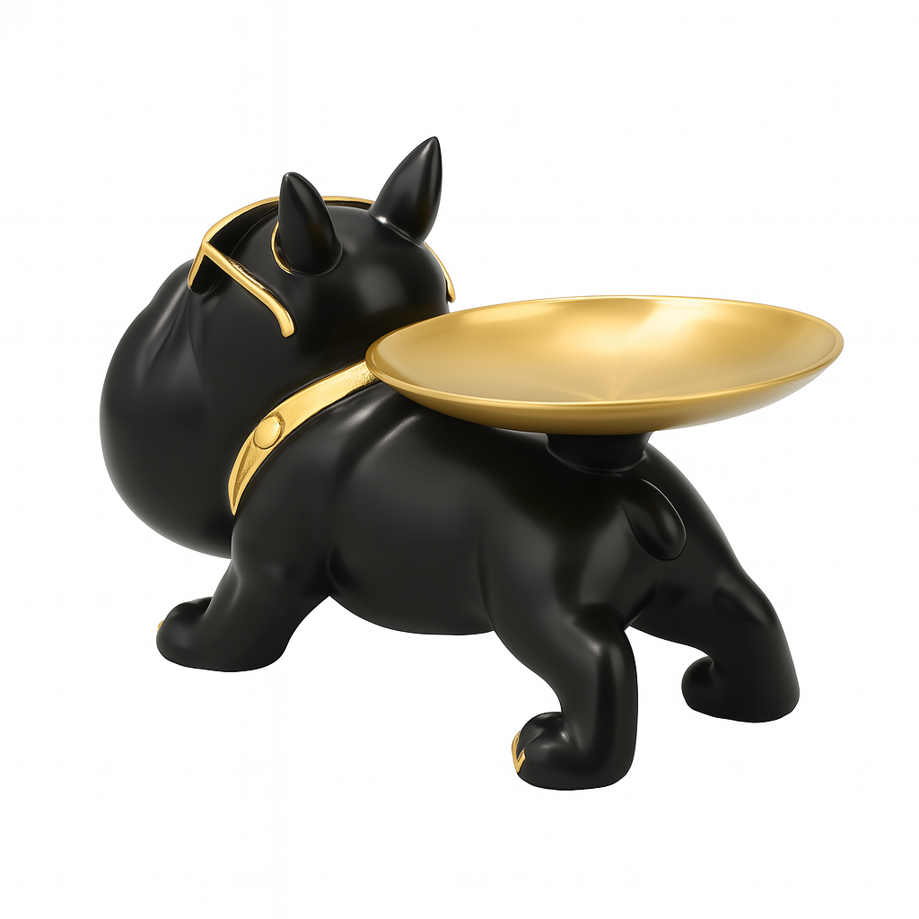 Bulldog Statue – Decorative Dog Tray for Jewelry or Keys