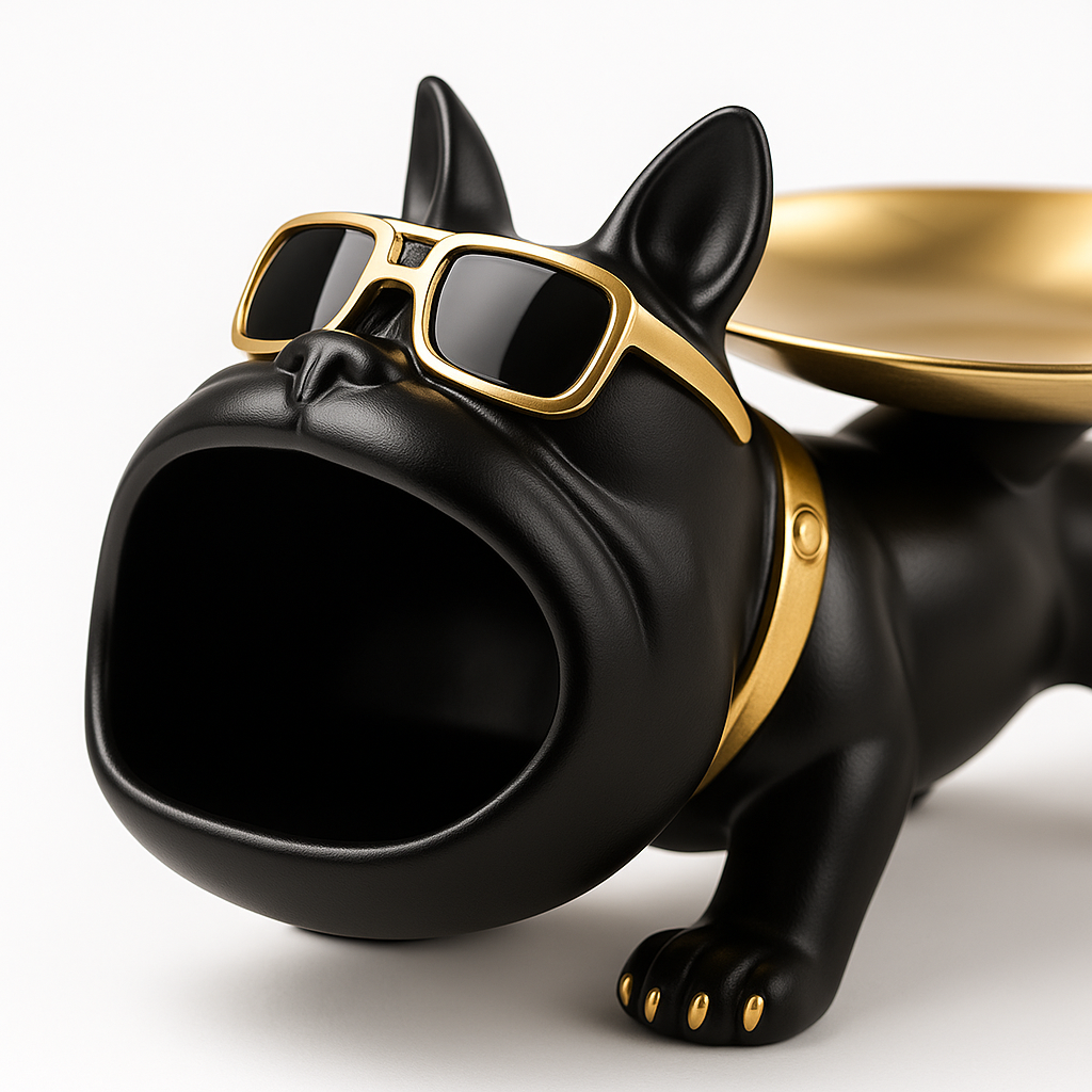 Bulldog Statue – Decorative Dog Tray for Jewelry or Keys