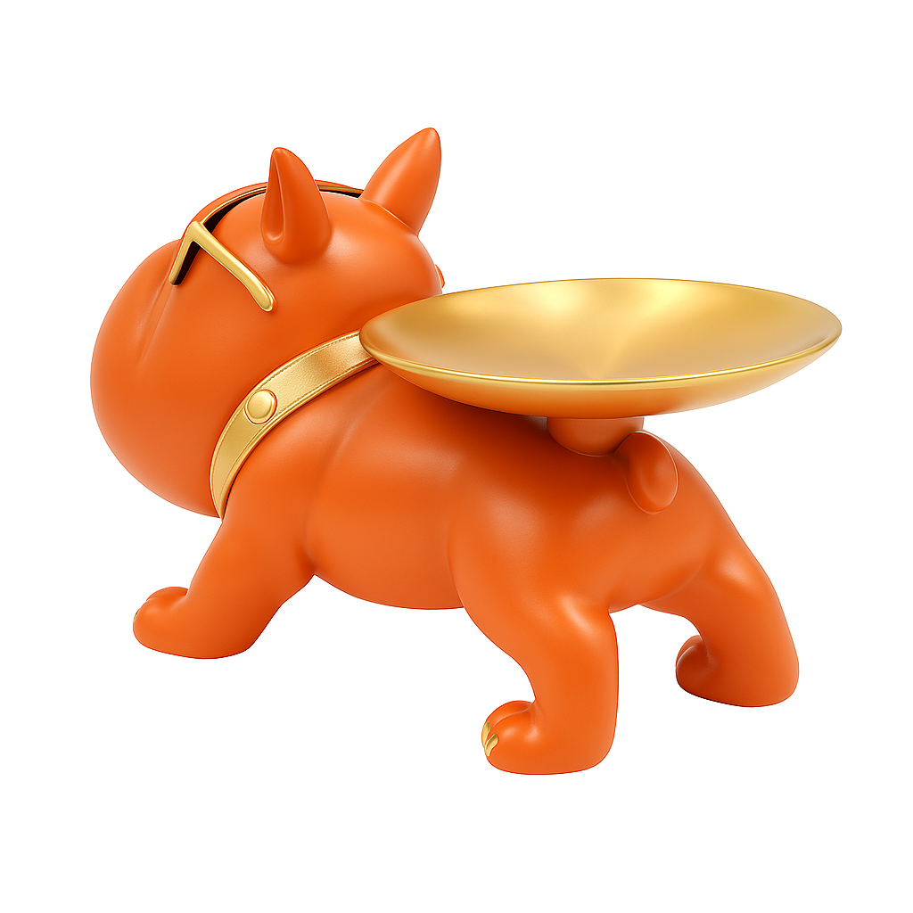 Bulldog Statue – Decorative Dog Tray for Jewelry or Keys