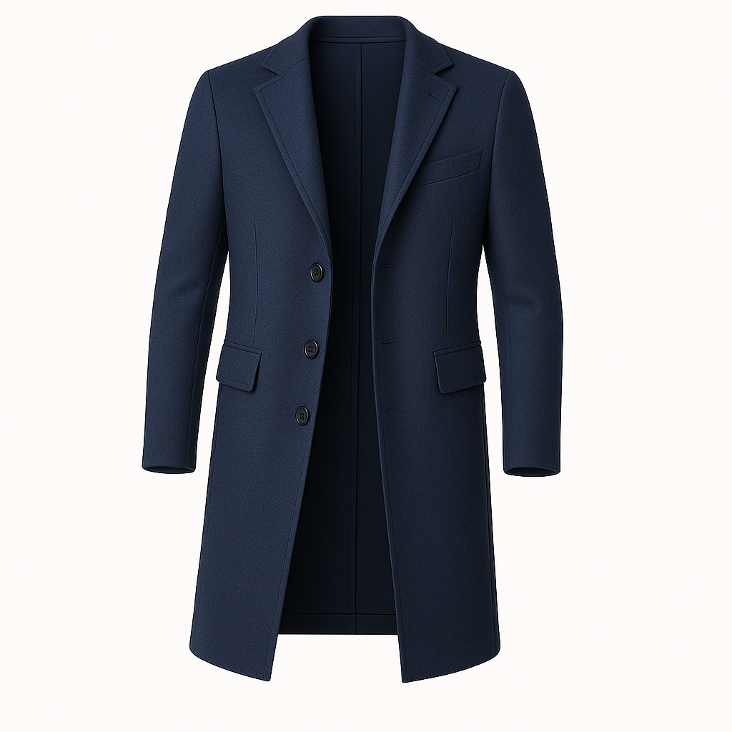 Classic Long Work Coat - Warm Business Casual Jacket for Men