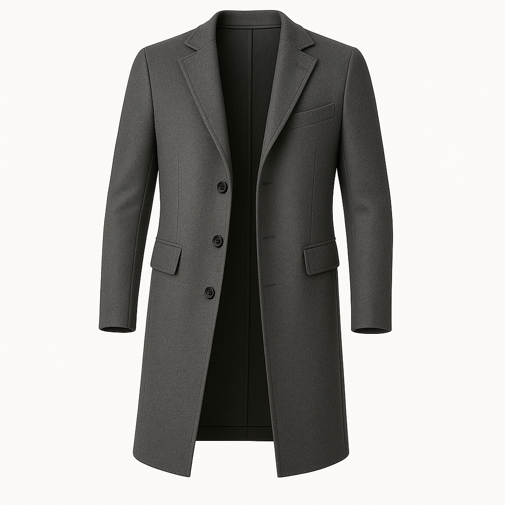 Classic Long Work Coat - Warm Business Casual Jacket for Men