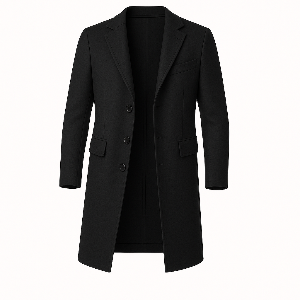 Classic Long Work Coat - Warm Business Casual Jacket for Men