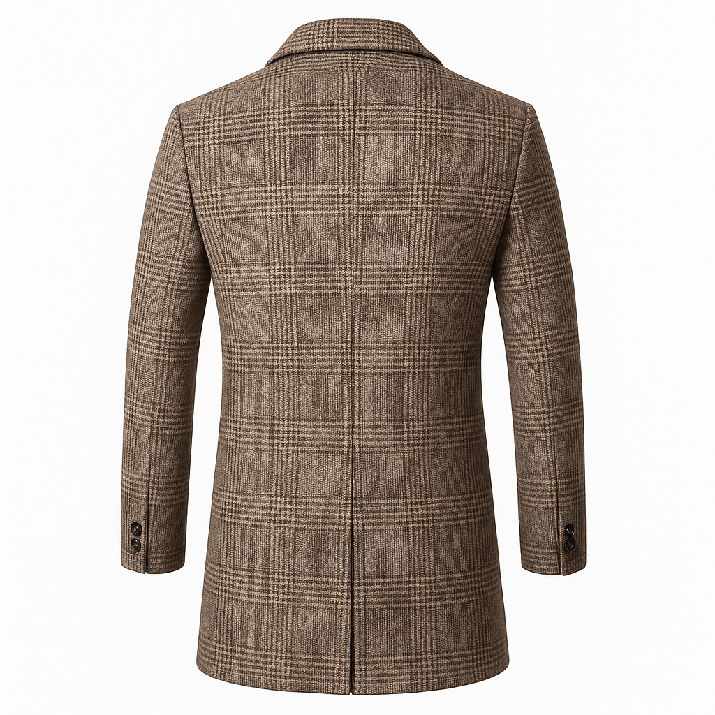 Classic Plaid Trench Coat Stylish Outerwear for Men