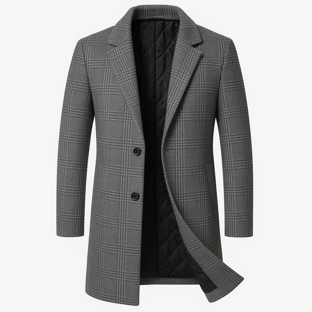 Classic Plaid Trench Coat Stylish Outerwear for Men