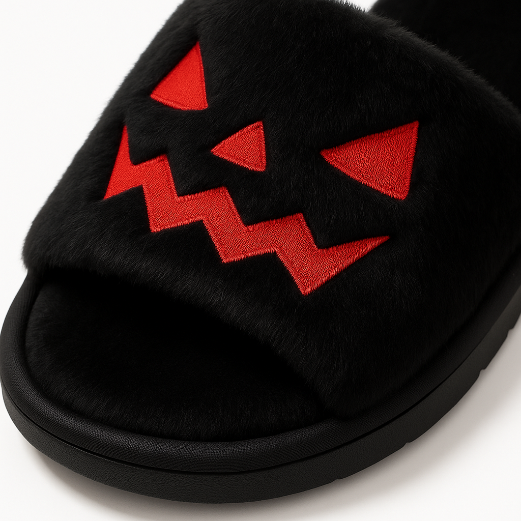 Cozy Halloween Pumpkin Plush Slippers with Non-Slip Sole