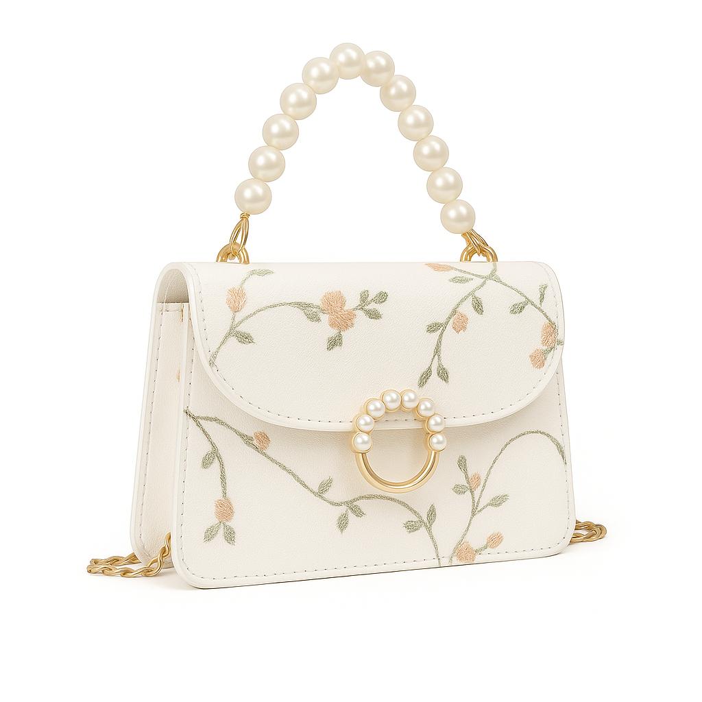 Crossbody Purse With Mini Floral Pearl Design For Women