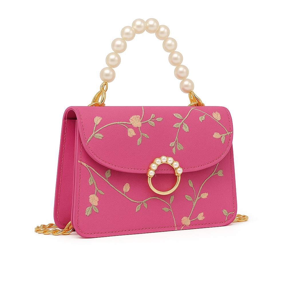 Crossbody Purse With Mini Floral Pearl Design For Women