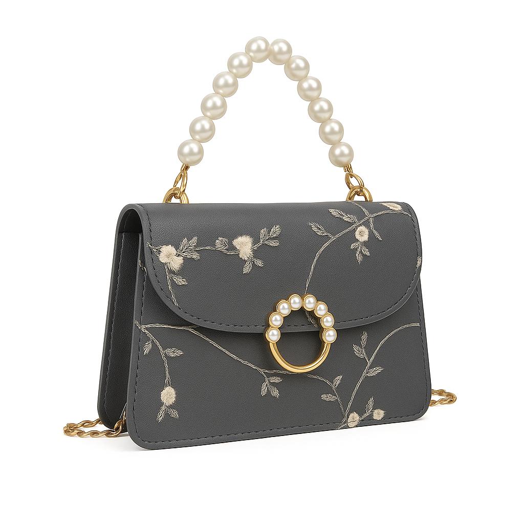 Crossbody Purse With Mini Floral Pearl Design For Women