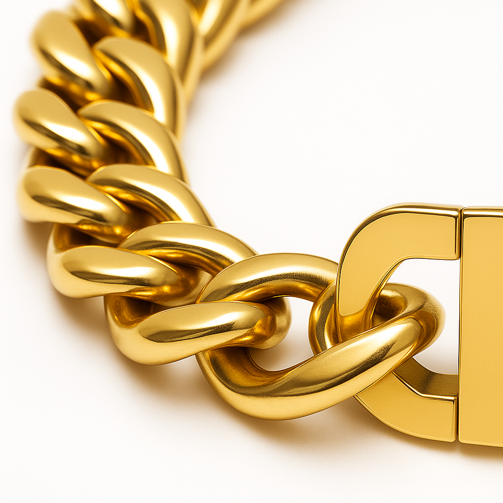 Cuban Link Dog Collar — Gold Chain Style for Pets