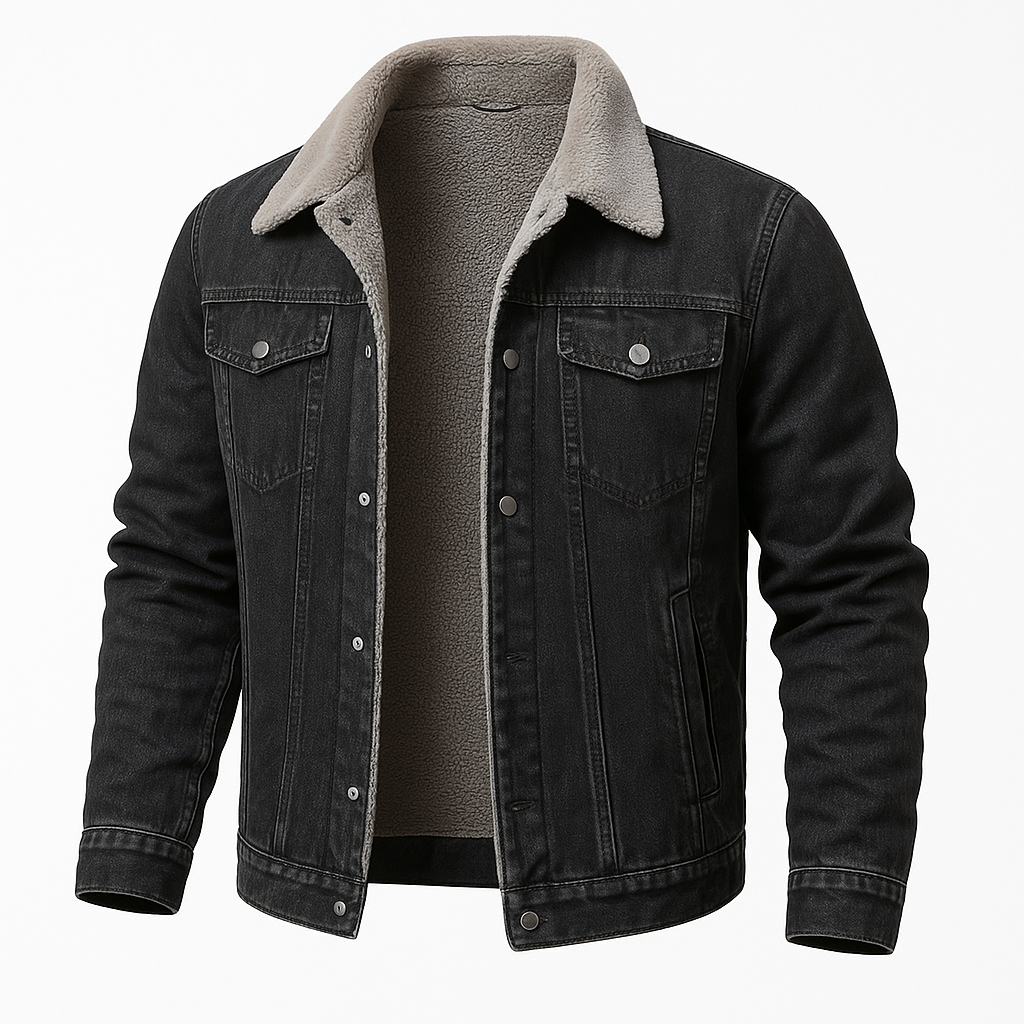 Denim Sherpa Jacket Casual Outerwear for Men
