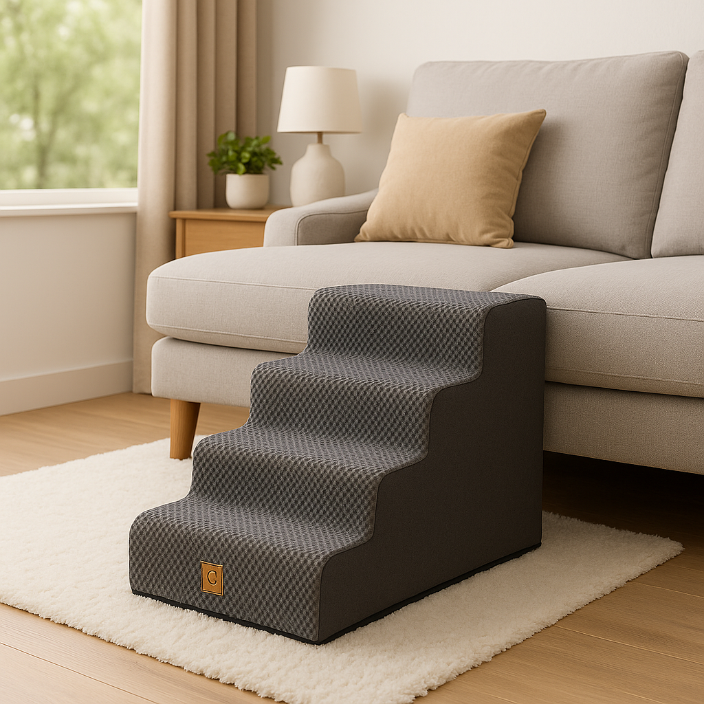 Dog Stairs for Bed – 4-Tier Non-Slip Pet Steps