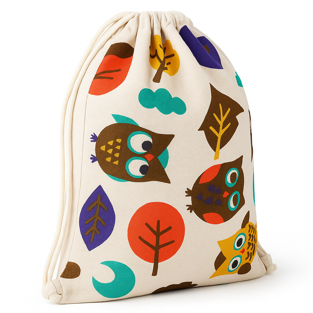 Drawstring Backpack — Owl Print Sack Bag for Kids