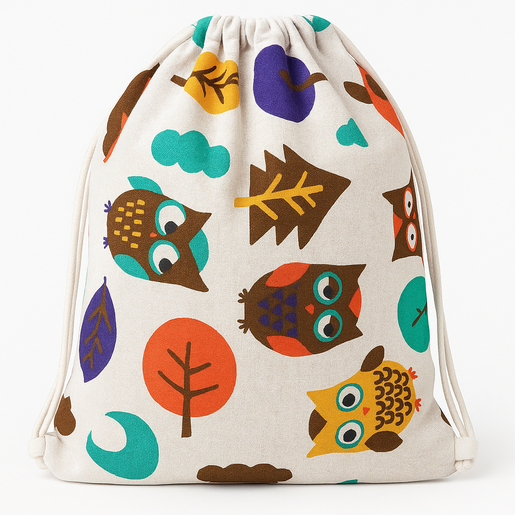 Drawstring Backpack — Owl Print Sack Bag for Kids