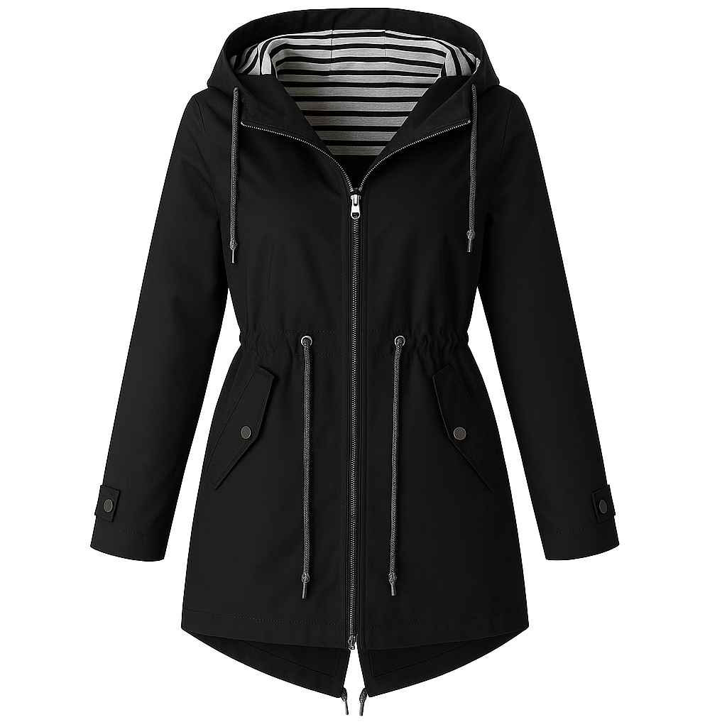 Drawstring Hooded Raincoat – Jacket for Women