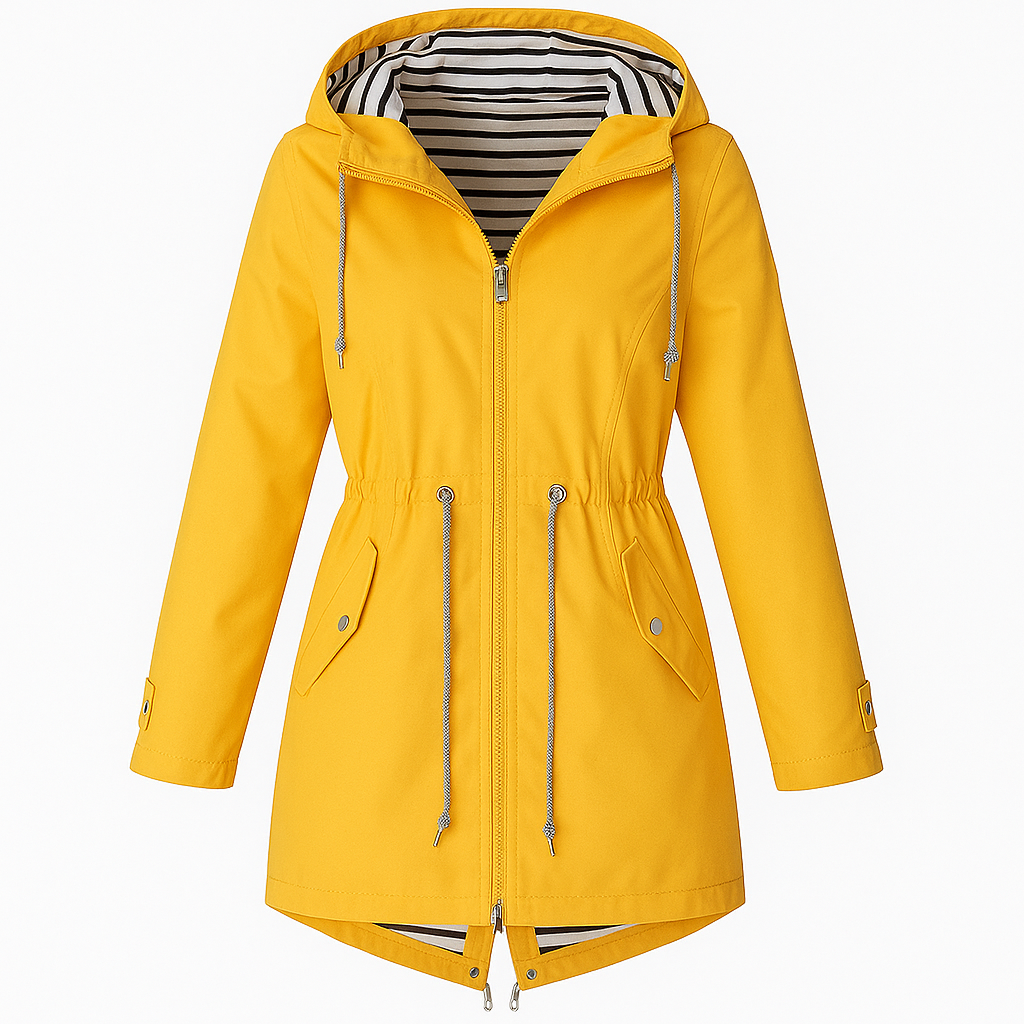 Drawstring Hooded Raincoat – Jacket for Women
