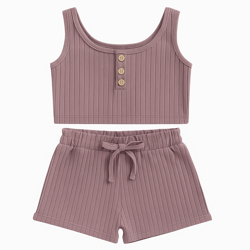 Drawstring Shorts Set – Summer Tank Outfit for Kids
