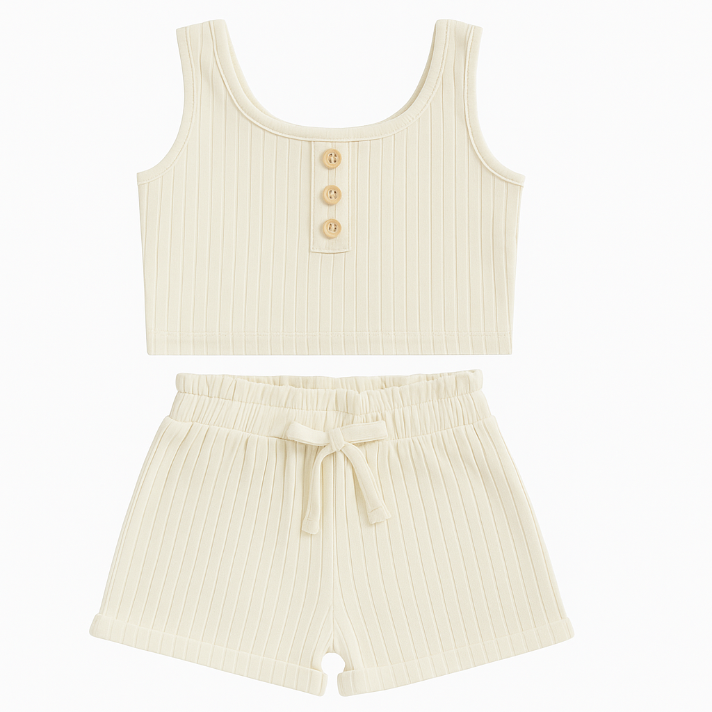 Drawstring Shorts Set – Summer Tank Outfit for Kids