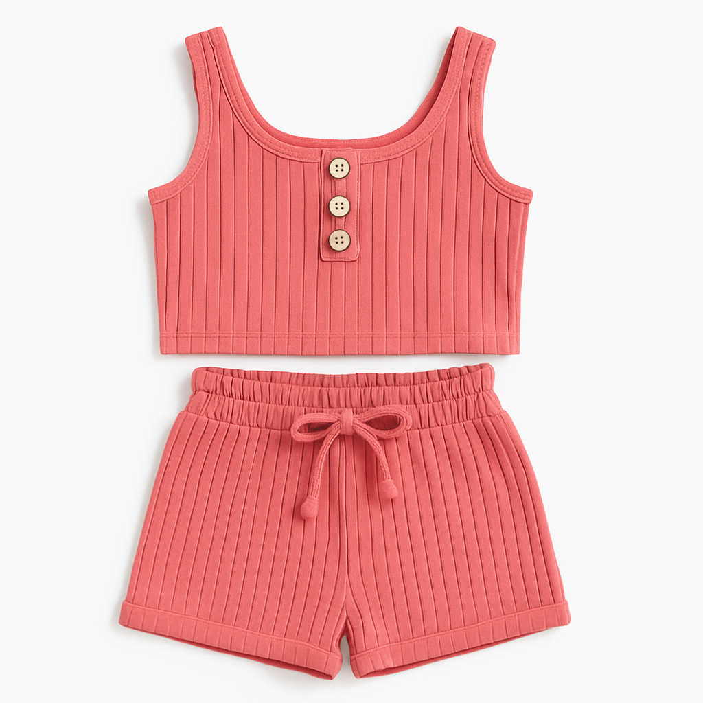 Drawstring Shorts Set – Summer Tank Outfit for Kids