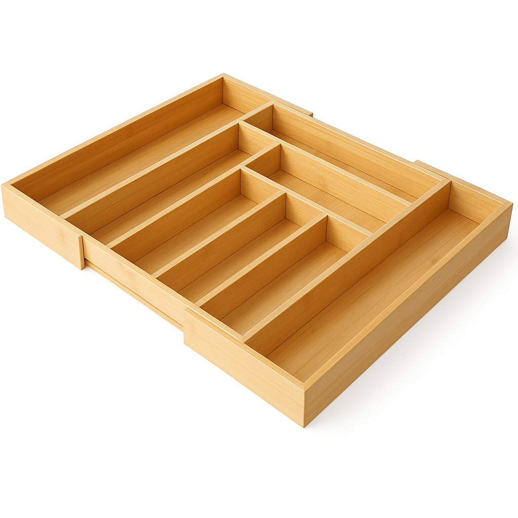 Expandable Drawer Organizer – Bamboo Kitchen Utensil Storage Tray