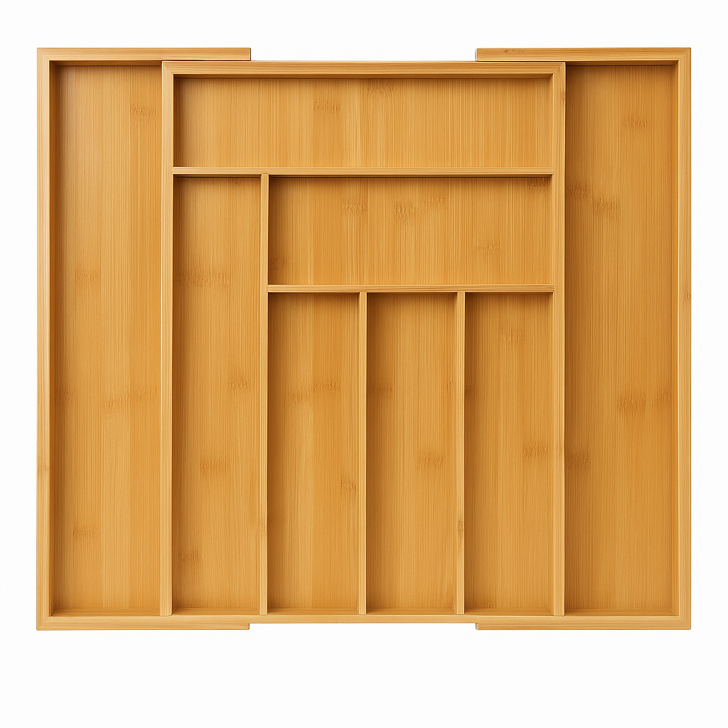 Expandable Drawer Organizer – Bamboo Kitchen Utensil Storage Tray