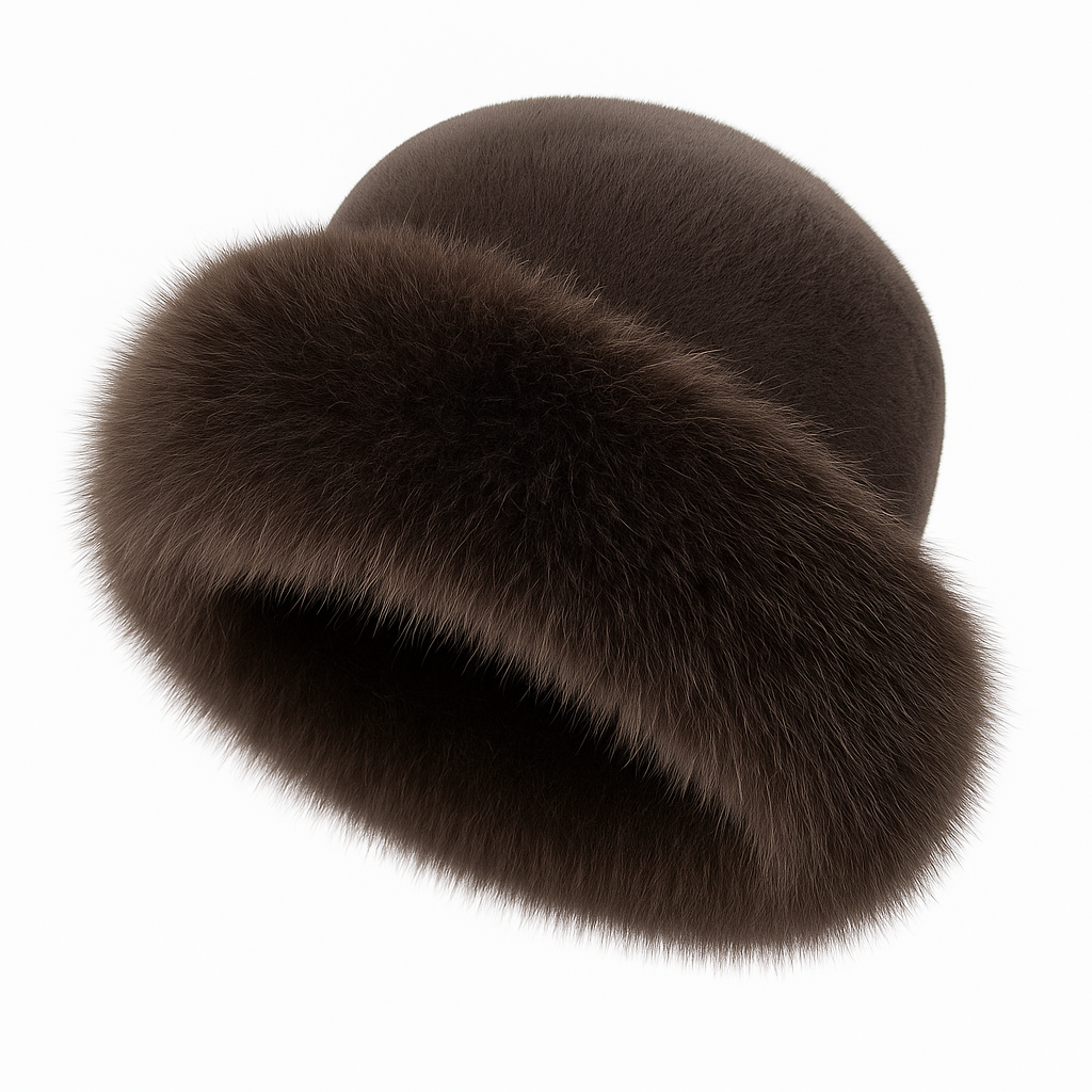 Faux Fur Bucket Hat With Trim For Women