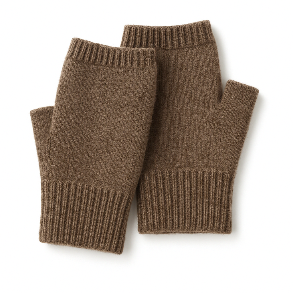 Fingerless Mittens With Ribbed Cuffs For Women