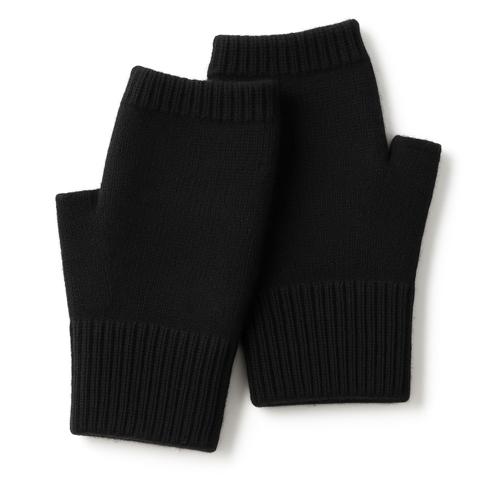 Fingerless Mittens With Ribbed Cuffs For Women