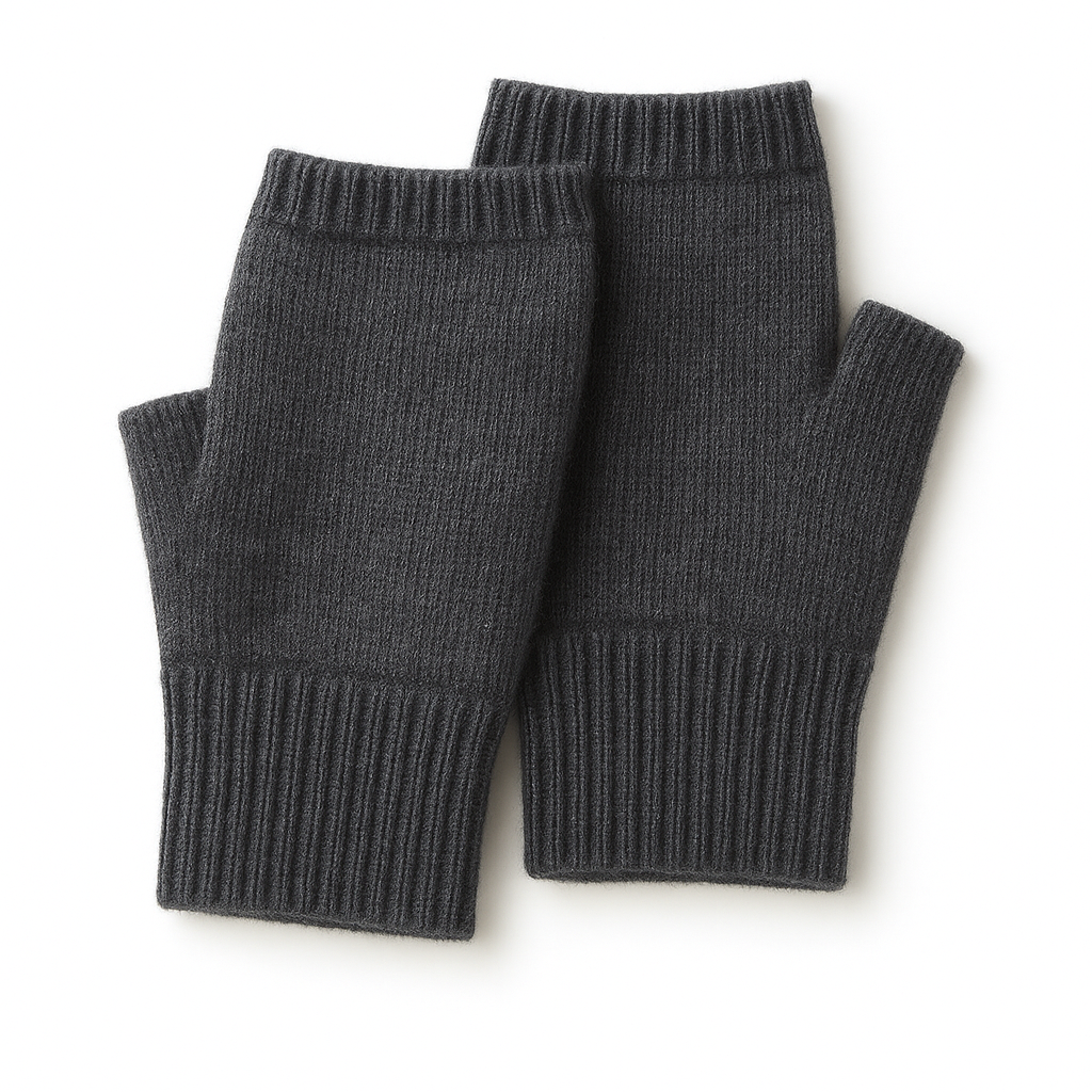 Fingerless Mittens With Ribbed Cuffs For Women