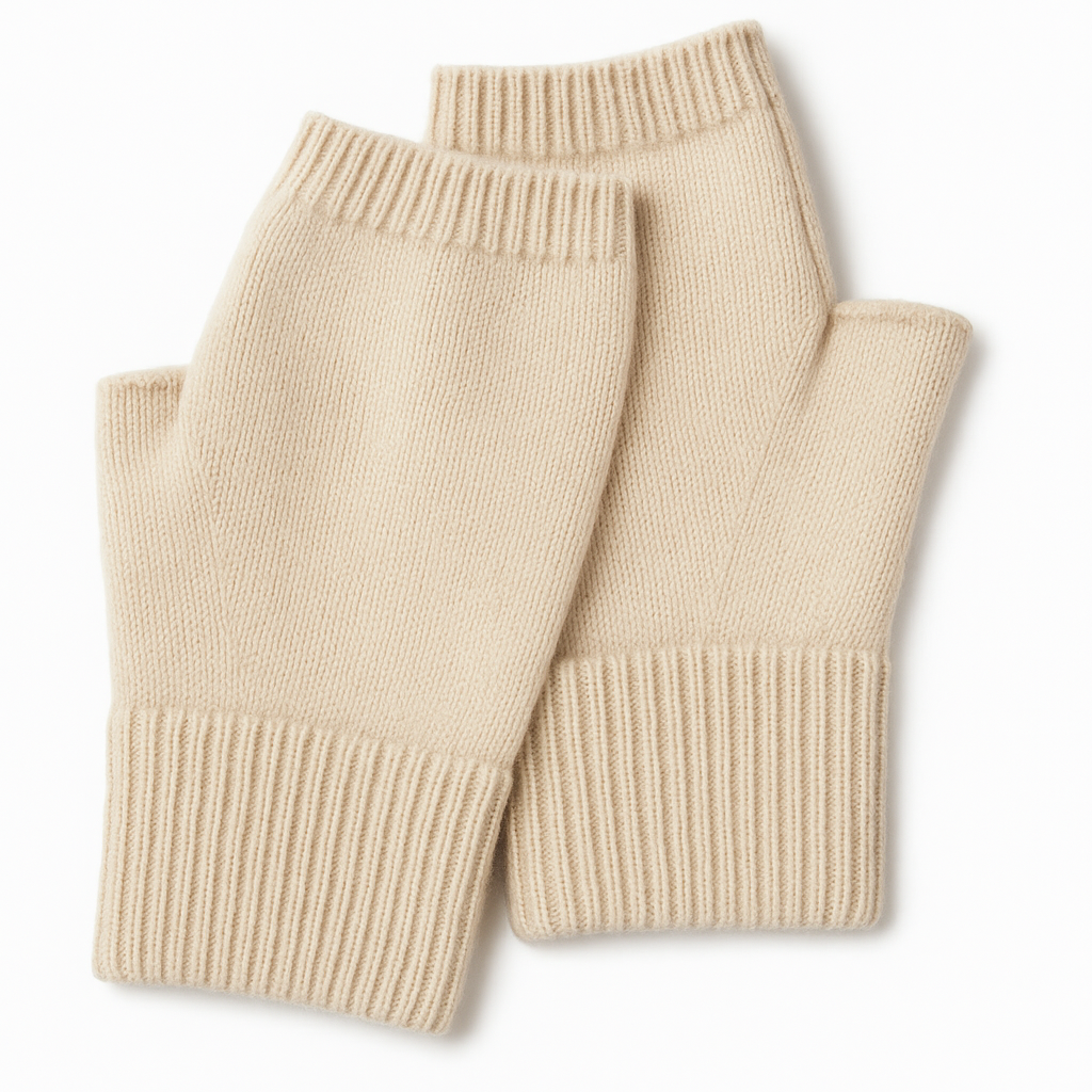 Fingerless Mittens With Ribbed Cuffs For Women