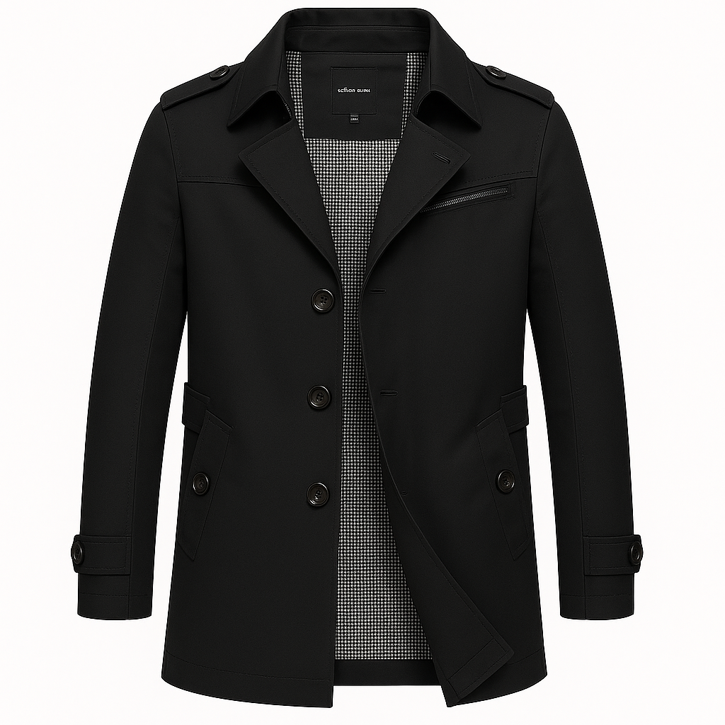 Flip Collar Trench Coat Jacket for Men