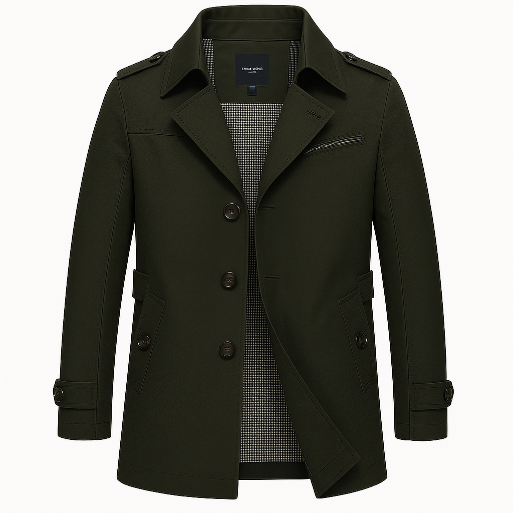 Flip Collar Trench Coat Jacket for Men
