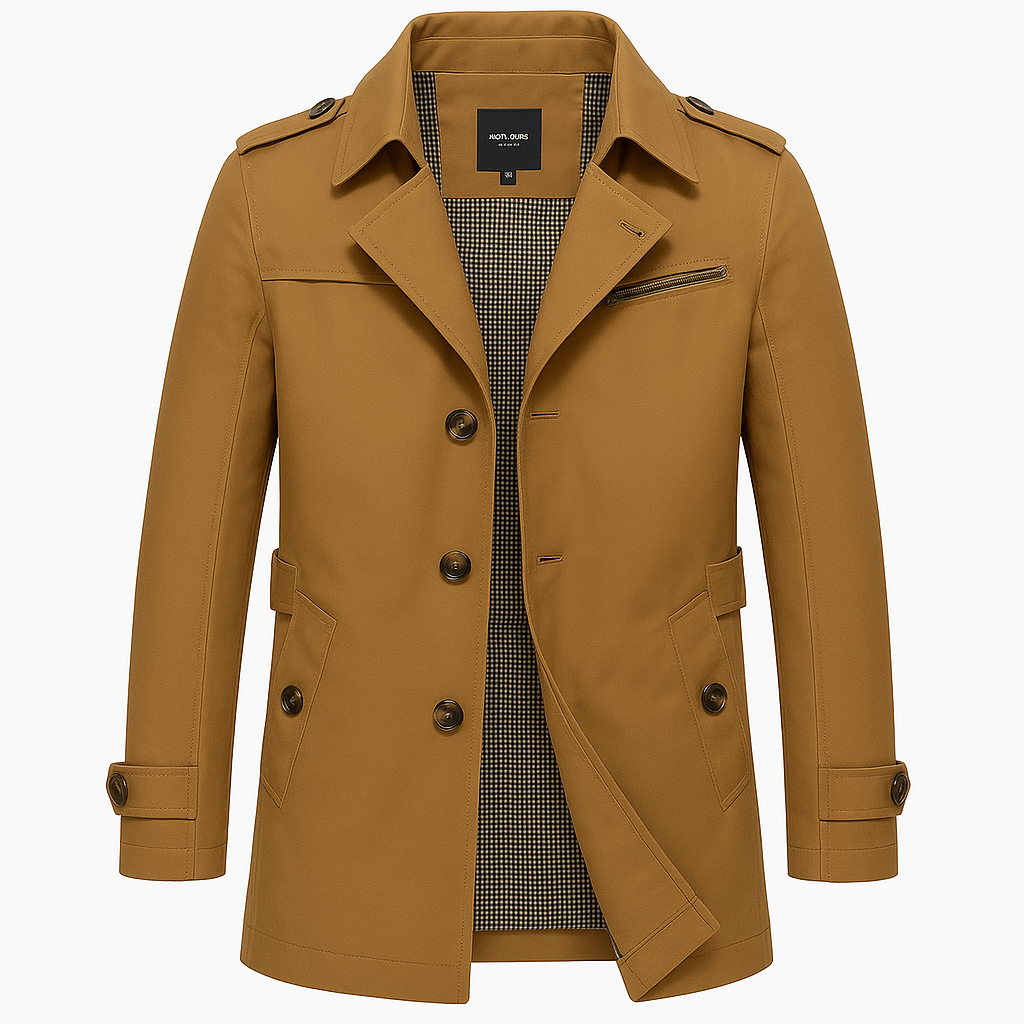 Flip Collar Trench Coat Jacket for Men