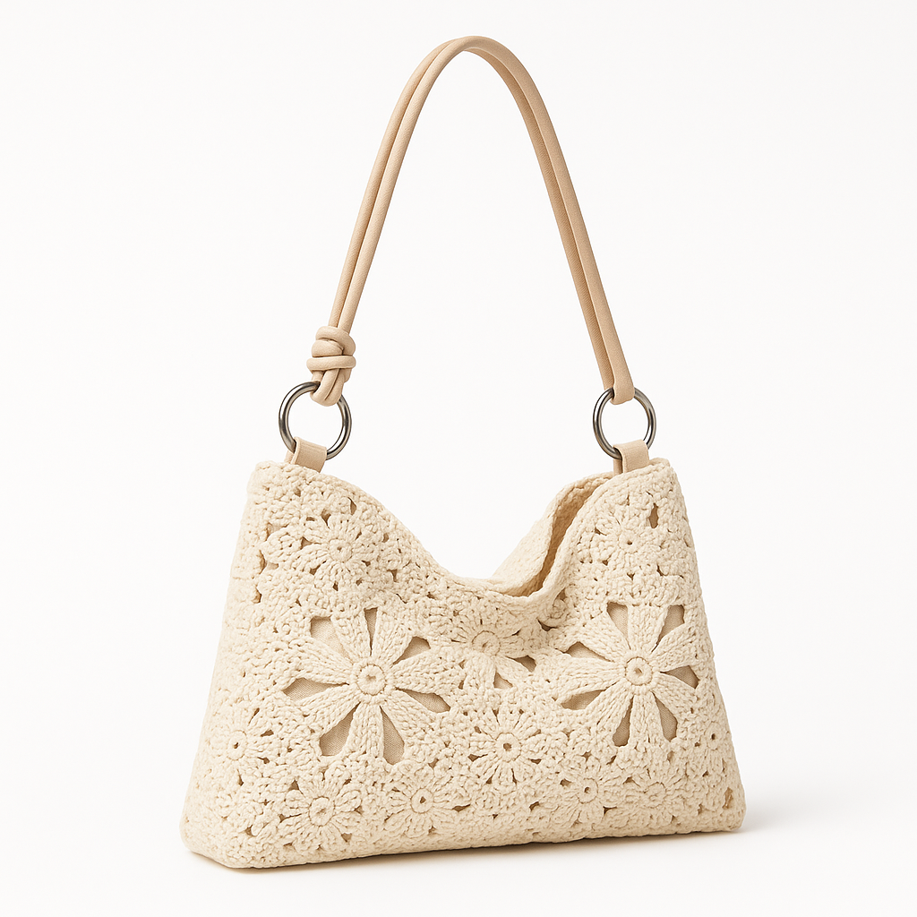 Floral Cut-Out Shoulder Bag - Chic Beach Tote for Women