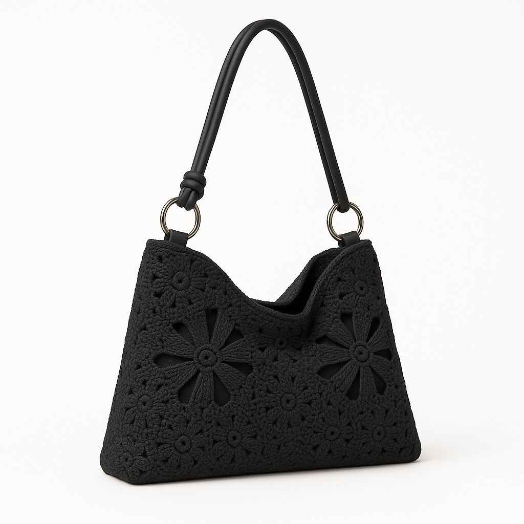 Floral Cut-Out Shoulder Bag - Chic Beach Tote for Women
