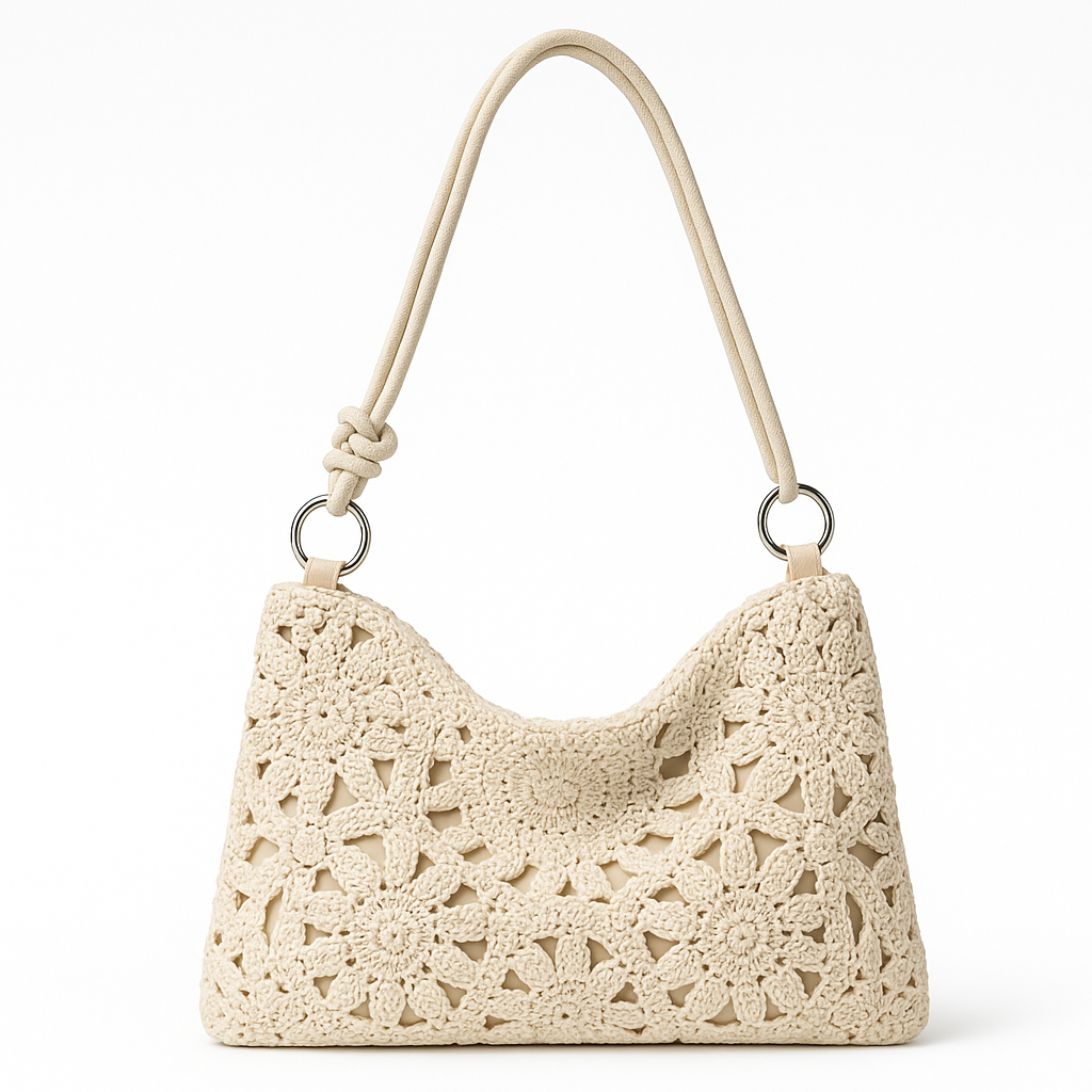 Floral Cut-Out Shoulder Bag - Chic Beach Tote for Women