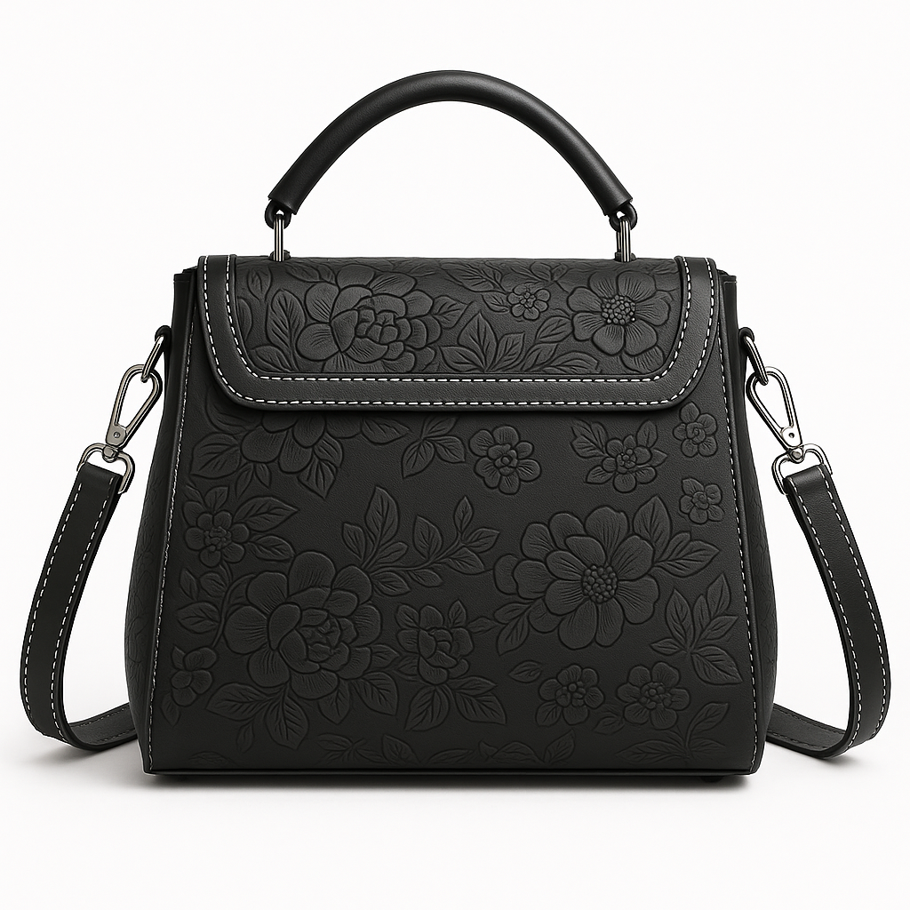 Floral Embossed Handbag - Elegant Purse for Women