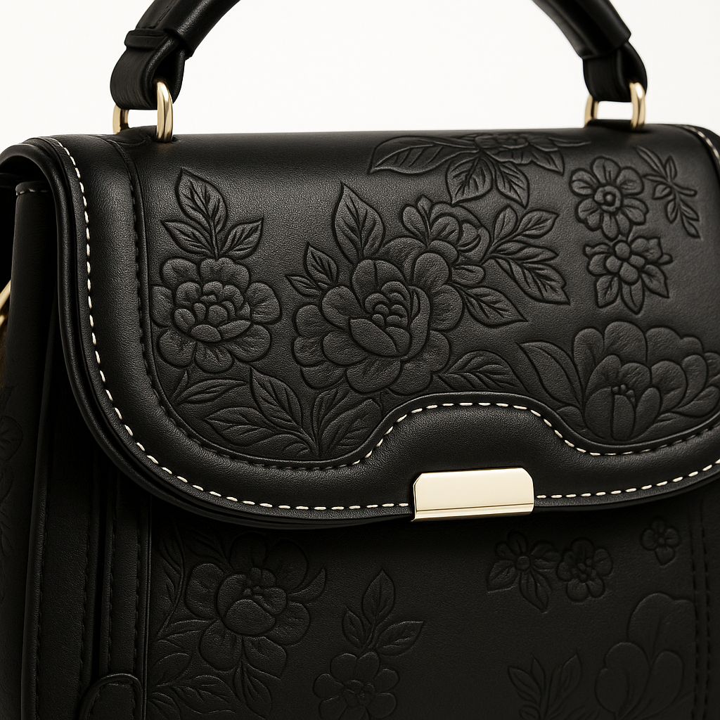 Floral Embossed Handbag - Elegant Purse for Women