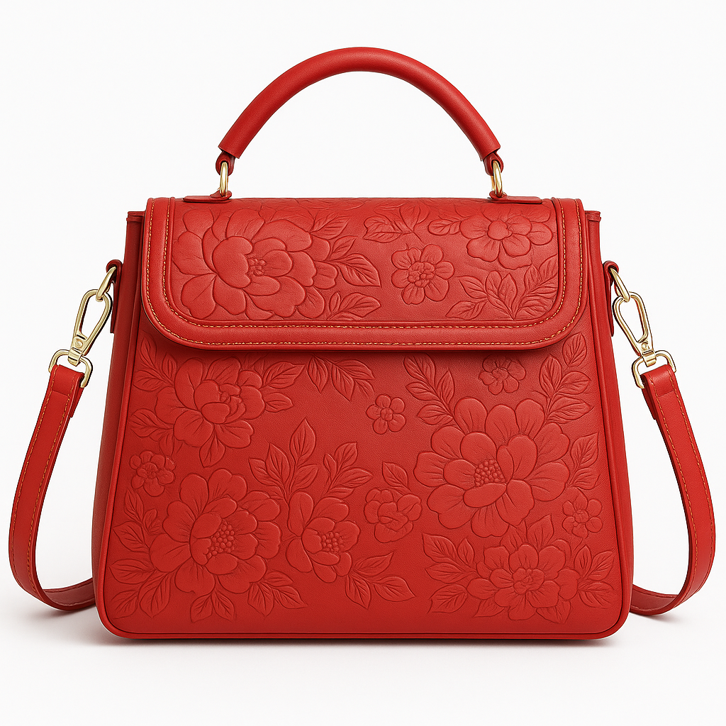 Floral Embossed Handbag - Elegant Purse for Women