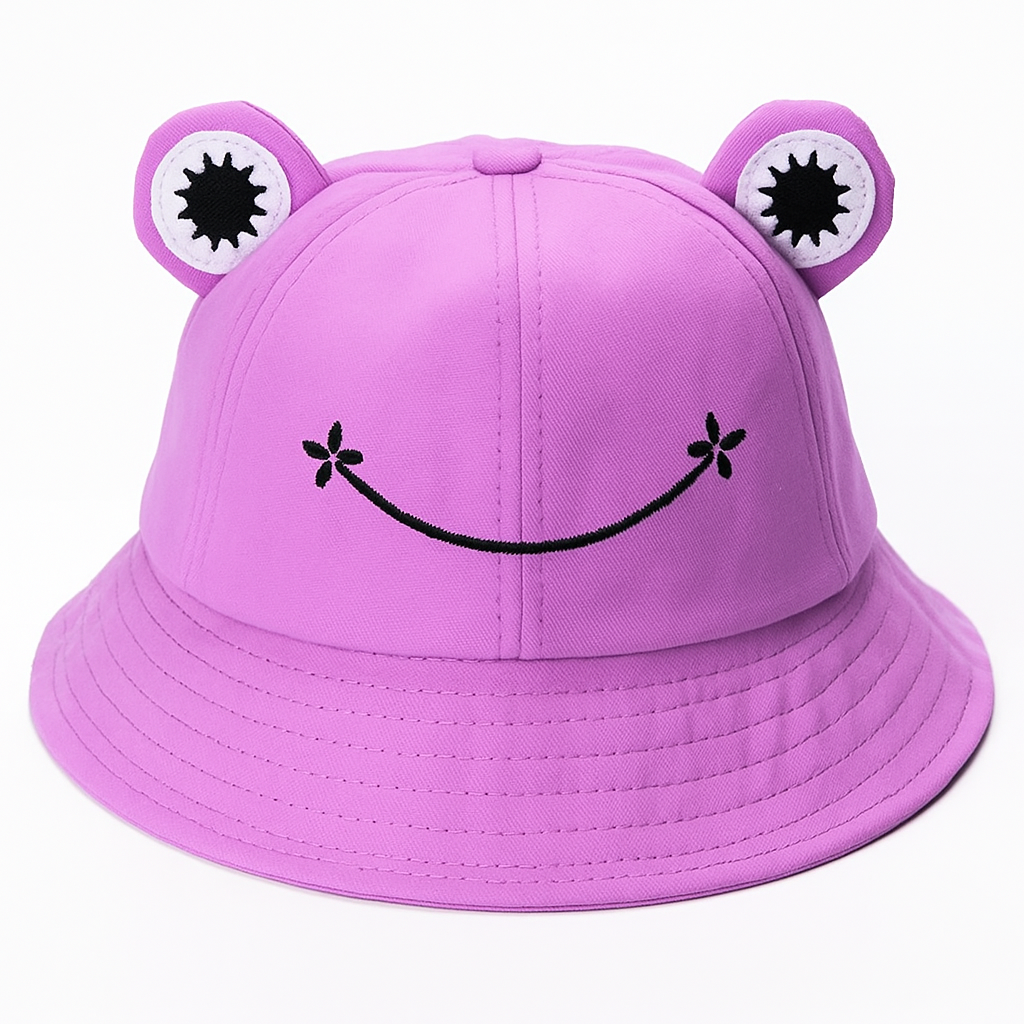 Frog Bucket Hat - Cute Cartoon Summer Cap For Kids