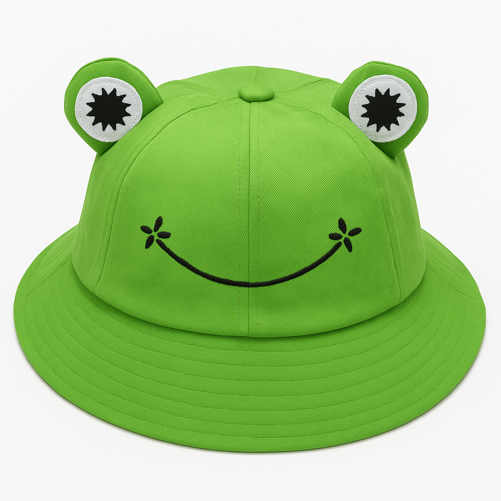Frog Bucket Hat - Cute Cartoon Summer Cap For Kids