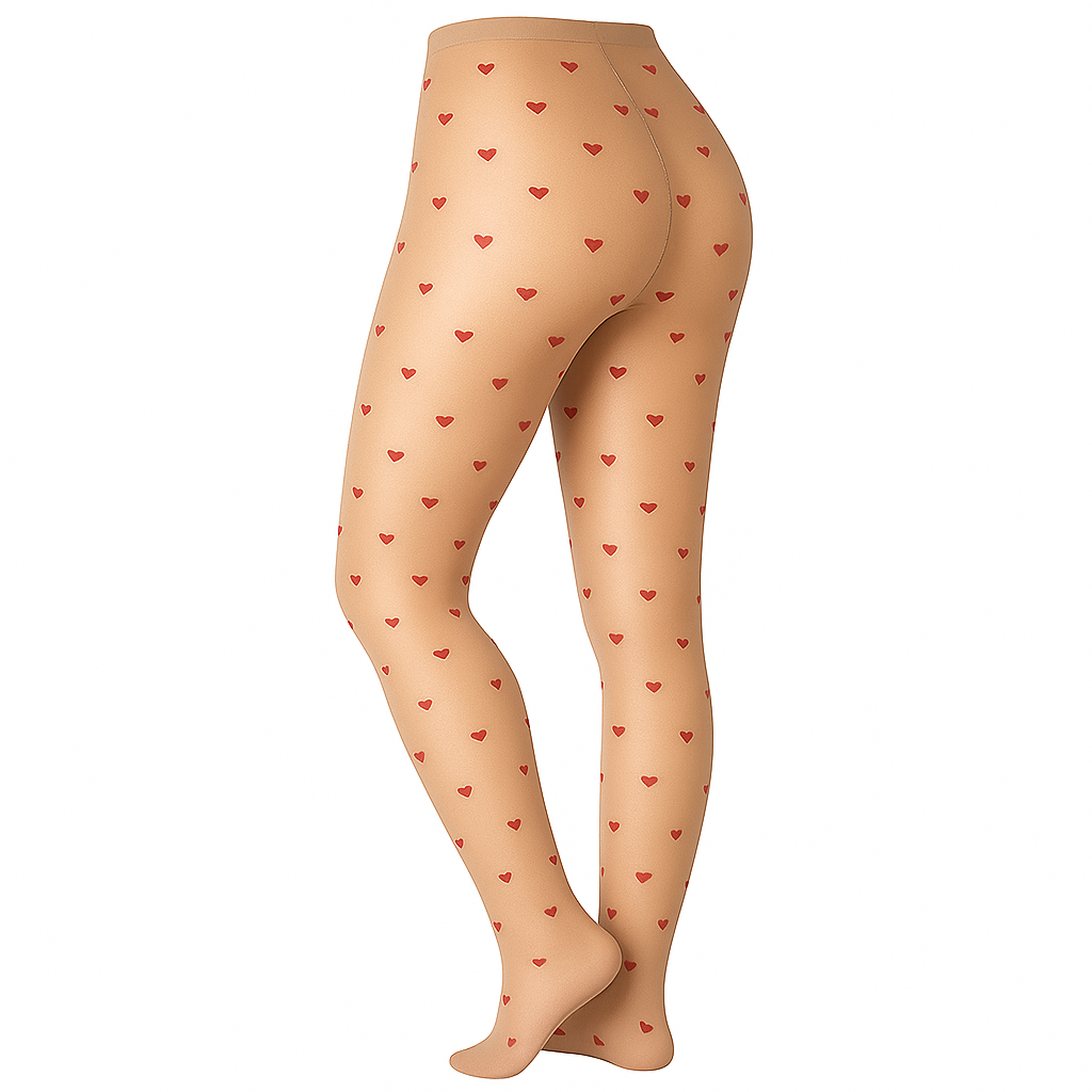 Heart Print Sheer Tights with Sparkle Effect for Women
