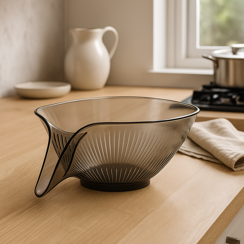 Kitchen Strainer Bowl with Built-In Drain Spout