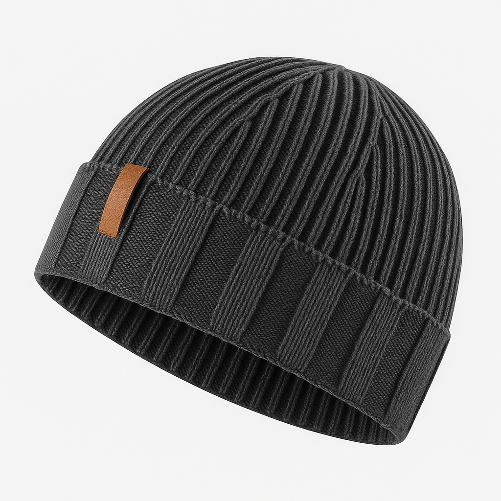 Knitted Beanie Winter Hat Ribbed Style For Men